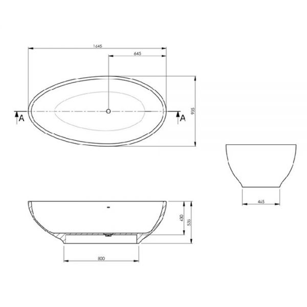 BC Designs Gio Egg Shaped Freestanding Bath 1645 x 935 BAB062 #5