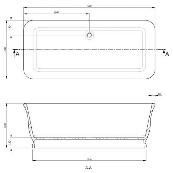 BC Designs Magnus Double Ended Freestanding Bath 1680 x 750 BAB025 #5