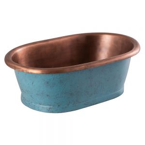 BC Designs Antique Copper and Patinata Blue Countertop Basin 530 x 345mm BAC054