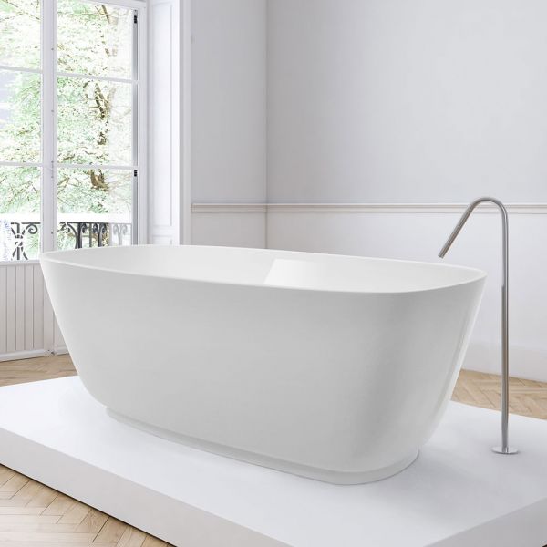 BC Designs Projekt Divita Matt White Double Ended Freestanding Bath 1495 x 720 BAB074 #4