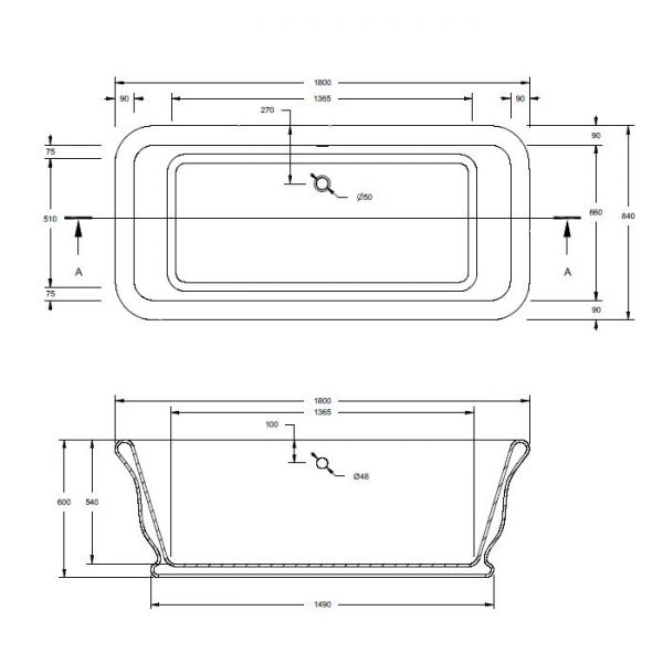 BC Designs Senator Double Ended Freestanding Bath 1800 x 850 BAB045 #8
