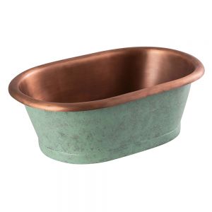 BC Designs Antique Copper and Verdigris Green Countertop Basin 530 x 345mm BAC053