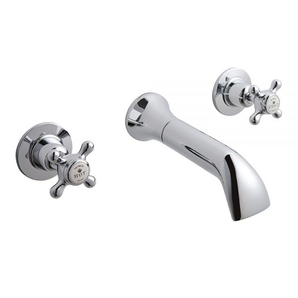 BC Designs Victrion Crosshead Chrome 3 Hole Wall Mounted Basin Mixer Tap
