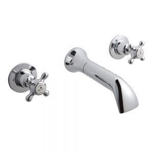 BC Designs Victrion Crosshead Chrome 3 Hole Wall Mounted Basin Mixer Tap