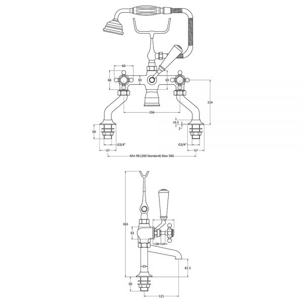 BC Designs Victrion Crosshead Chrome Bath Shower Mixer Tap #2