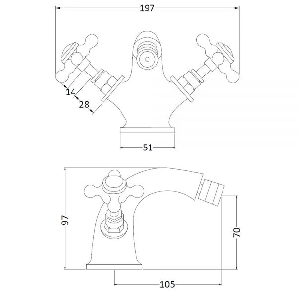 BC Designs Victrion Crosshead Chrome Mono Bidet Mixer Tap with Pull Up Waste #2