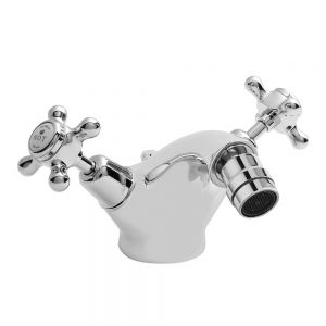 BC Designs Victrion Crosshead Chrome Mono Bidet Mixer Tap with Pull Up Waste