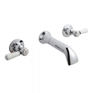 BC Designs Victrion Lever Chrome 3 Hole Wall Mounted Basin Mixer Tap