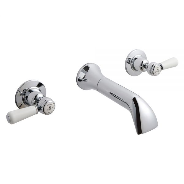 BC Designs Victrion Lever Chrome 3 Hole Wall Mounted Bath Filler Tap