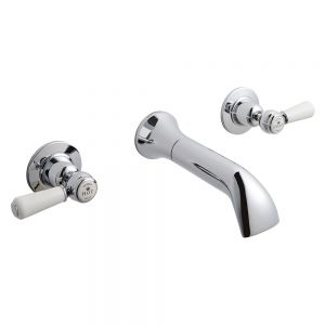 BC Designs Victrion Lever Chrome 3 Hole Wall Mounted Bath Filler Tap
