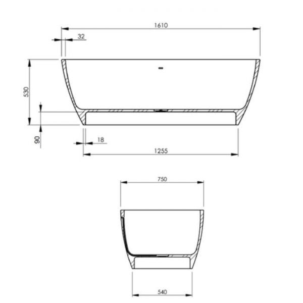 BC Designs Vive Double Ended Freestanding Bath 1610 x 750 BAB064 #6