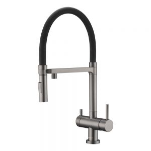 Clearwater Bellatrix Gun Metal Filtered Water Pull Out Kitchen Sink Mixer Tap