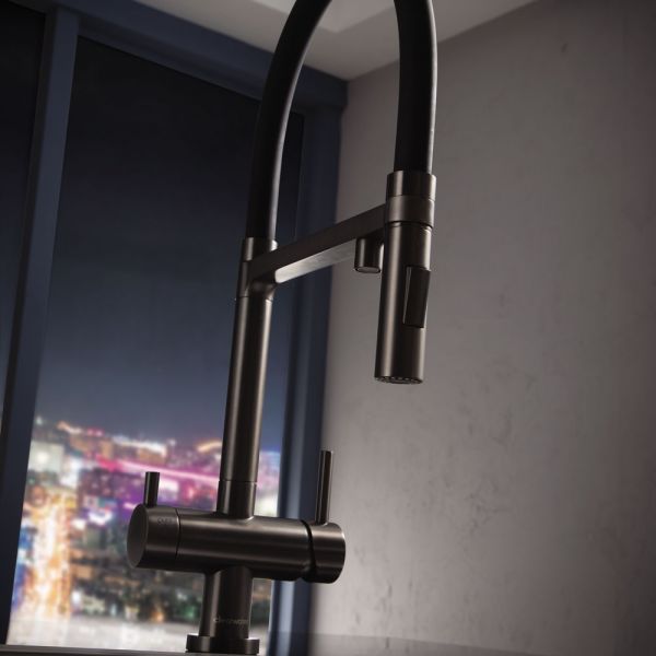 Clearwater Bellatrix Gun Metal Filtered Water Pull Out Kitchen Sink Mixer Tap #2