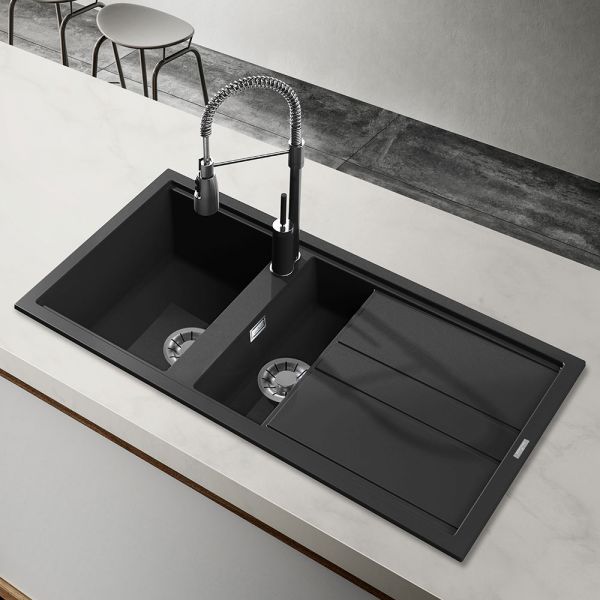 Reginox Best Black 1.5 Bowl Granite Kitchen Sink 1000 x 510mm #2