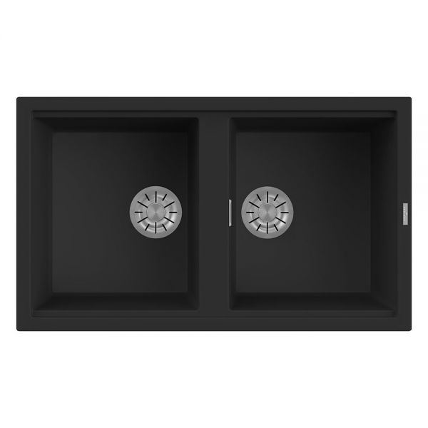 Reginox Best Black 2 Bowl Granite Kitchen Sink 860 x 510mm