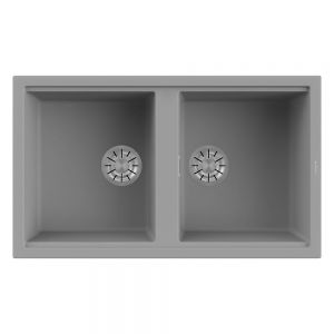 Reginox Best Grey 2 Bowl Granite Kitchen Sink 860 x 510mm