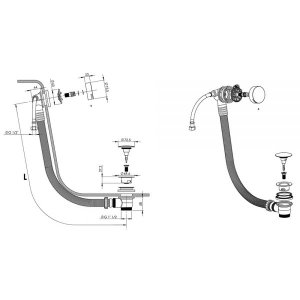 Crosswater MPRO Brushed Brass Overflow Bath Filler with Click Clack Waste #2