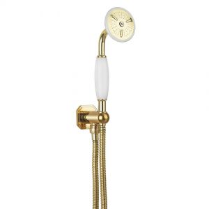 Crosswater Belgravia Unlacquered Brass Handset Kit with Outlet and Hose