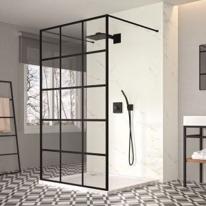 Merlyn Black Framed 1200 Squared Wetroom Double Entry Shower Panel