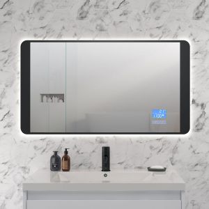 JTP Digital Matt Black Rectangular LED Bluetooth Mirror 500 x 900mm