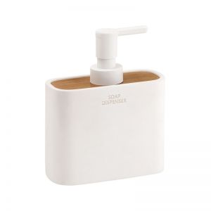 Gedy Ninfea Matt White and Bamboo Freestanding Soap Dispenser