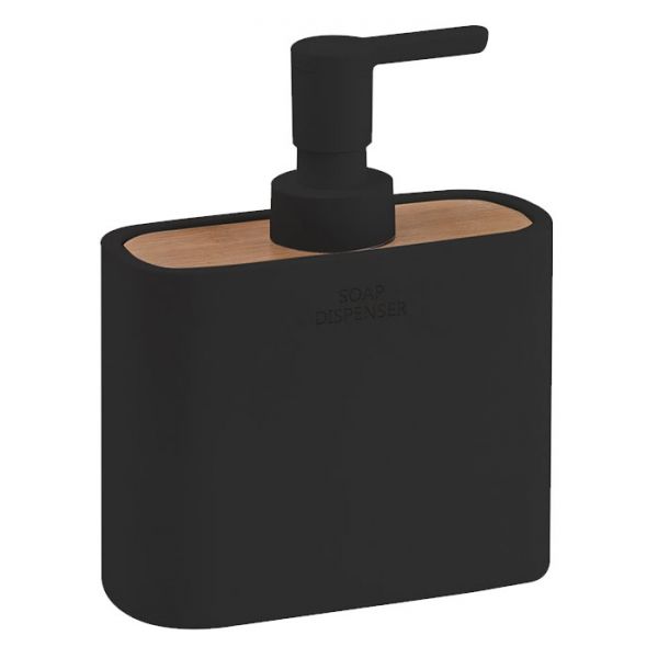 Gedy Ninfea Black and Bamboo Freestanding Soap Dispenser