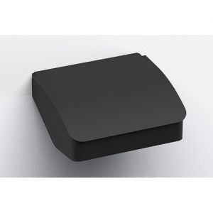 Sonia S Cube Black Toilet Roll Holder with Flap