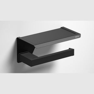 Sonia S Cube Black Toilet Roll Holder with Shelf