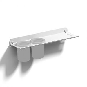 Sonia Quick White 450mm Shower Shelf with Double Large Tumbler