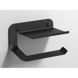 Sonia Quick Black Toilet Roll Holder with Shelf
