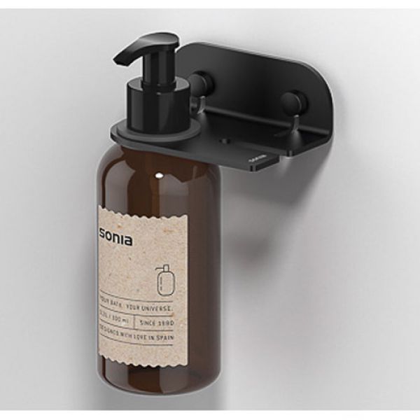 Sonia Quick Soap Dispenser with Black Holder and Robe Hook