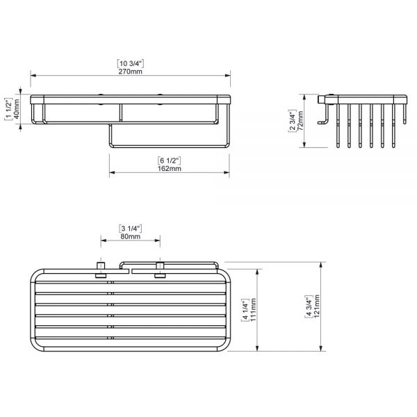 Sonia Chrome Combined Rectangular Shower Basket #2