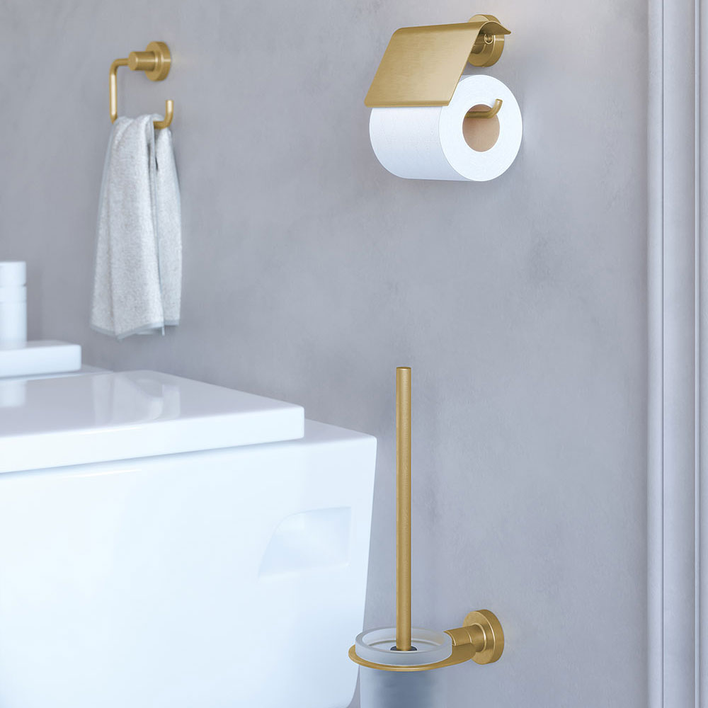 Sonia Tecno Project Brushed Brass Open Toilet Roll Holder BO194940