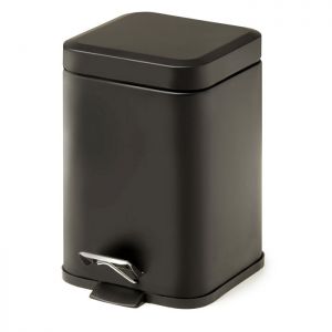 Gedy Black Square Soft Close Pedal Bin 3L