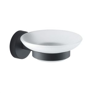 Gedy Eros Frosted Glass Soap Dish with Black Fixings
