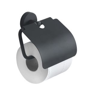 Gedy Eros Black Toilet Roll Holder with Flap