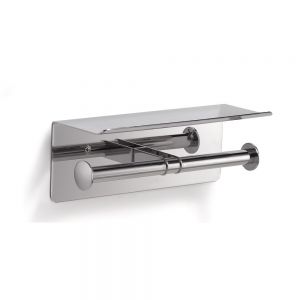 Gedy G Pro Stainless Steel Double Toilet Roll Holder with Shelf