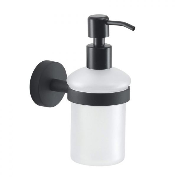 Gedy Eros Frosted Glass Soap Dispenser with Black Fixings