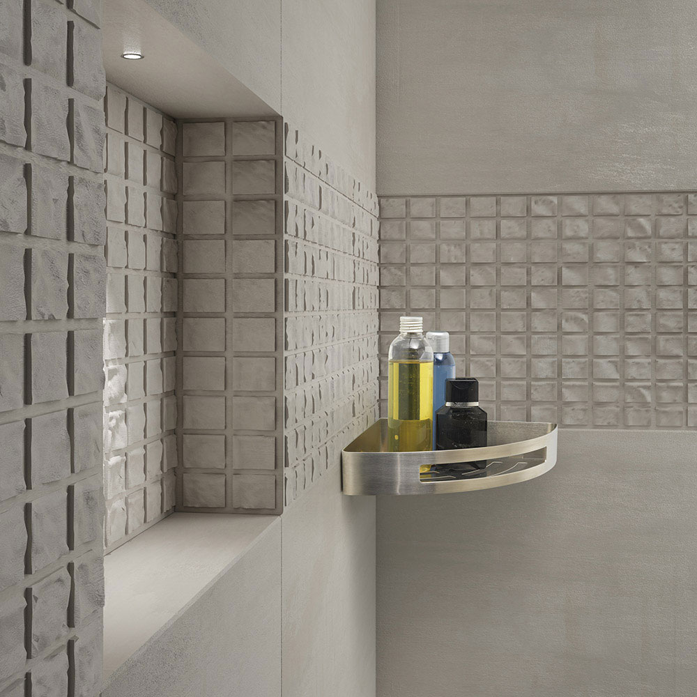 Gedy Nerva Brushed Stainless Steel Corner Shower Basket - BO-2479-38