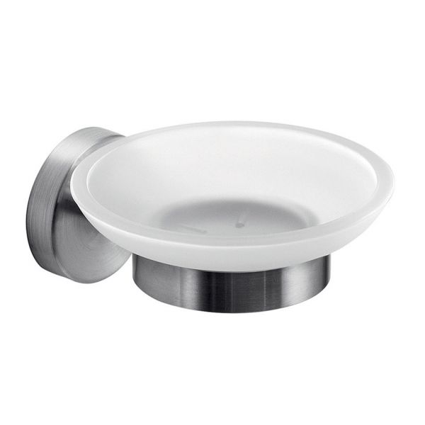 Gedy G Pro Frosted Glass Soap Dish with Brushed Stainless Steel Fixings