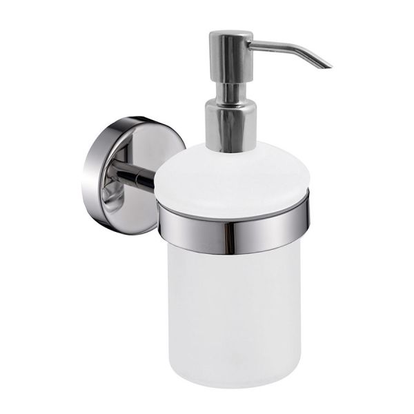 Gedy G Pro Frosted Glass Soap Dispenser with Chrome Fixings