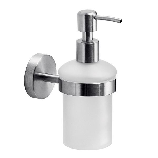 Gedy G Pro Frosted Glass Soap Dispenser with Brushed Stainless Steel Fixings