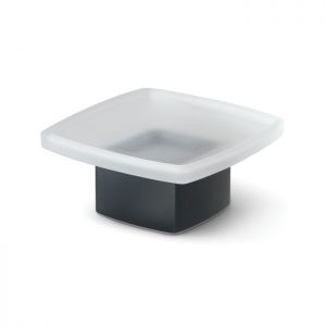 Gedy Lounge Matt Black and Frosted Glass Freestanding Soap Dish