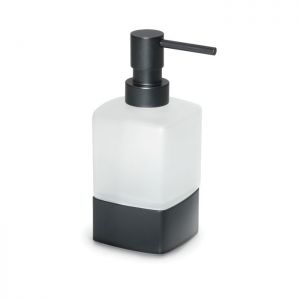 Gedy Lounge Matt Black and Frosted Glass Freestanding Soap Dispenser