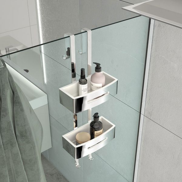 Gedy Poseidon Chrome Rectangular Double Hanging Shower Basket #2