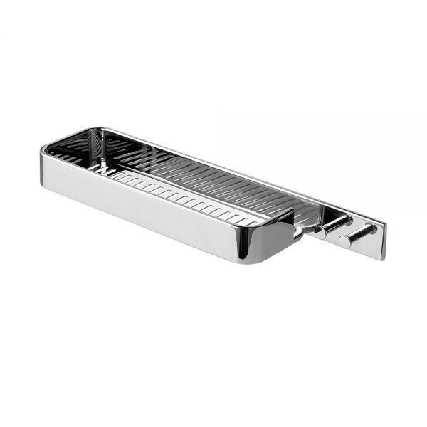 Gedy Il Giglio Chrome Rectangular Shower Basket with Hooks