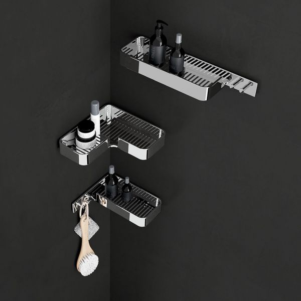 Gedy Il Giglio Chrome Corner Shower Basket with Hooks #2