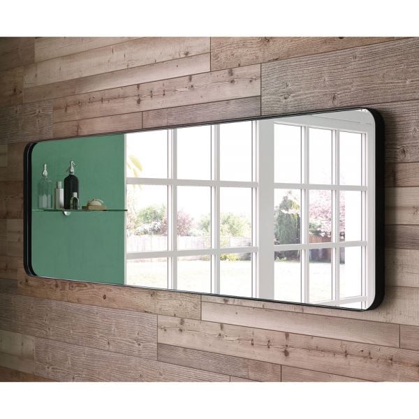 Origins Living City Black 1500 x 500 Rectangular Bathroom Mirror