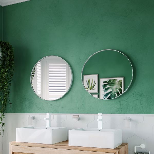 Origins Living City White 600 x 600 Round Bathroom Mirror #2