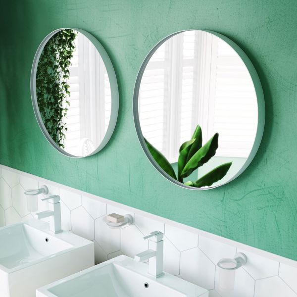 Origins Living City White 600 x 600 Round Bathroom Mirror #3